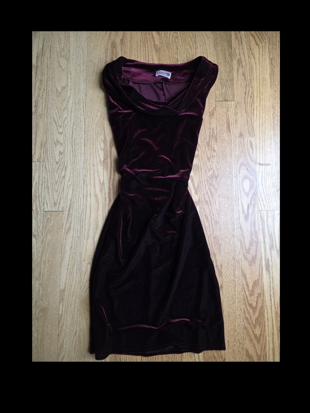 VTG Deadstock Y2K Luly K Velvet Midi Dress in Deep Burgundy